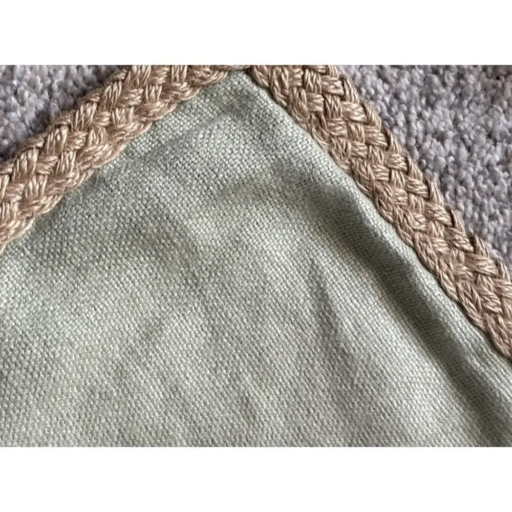 Pottery Barn Jute Braid Trim Linen Pillow Cover Sham Sage Green Square 20x20